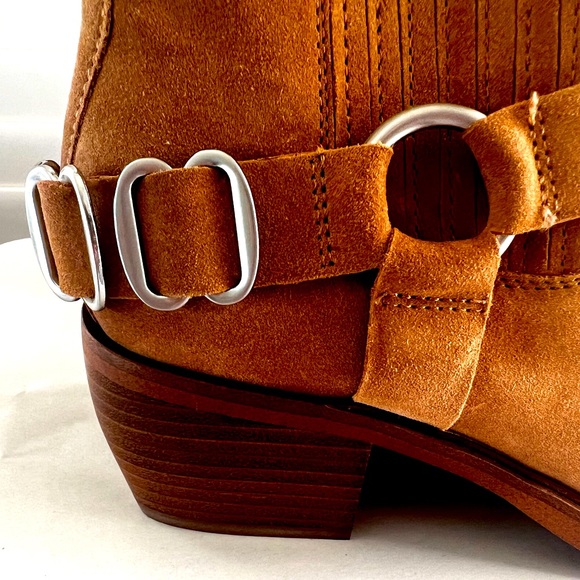 Sam Edelman Bellamie Camel Leather Suede Buckle Ankle Boots - Picture 4 of 14